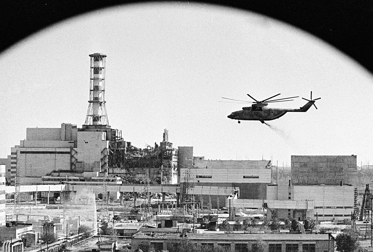 Деконтаминација на објекти на Чернобилската нуклеарна централа.

