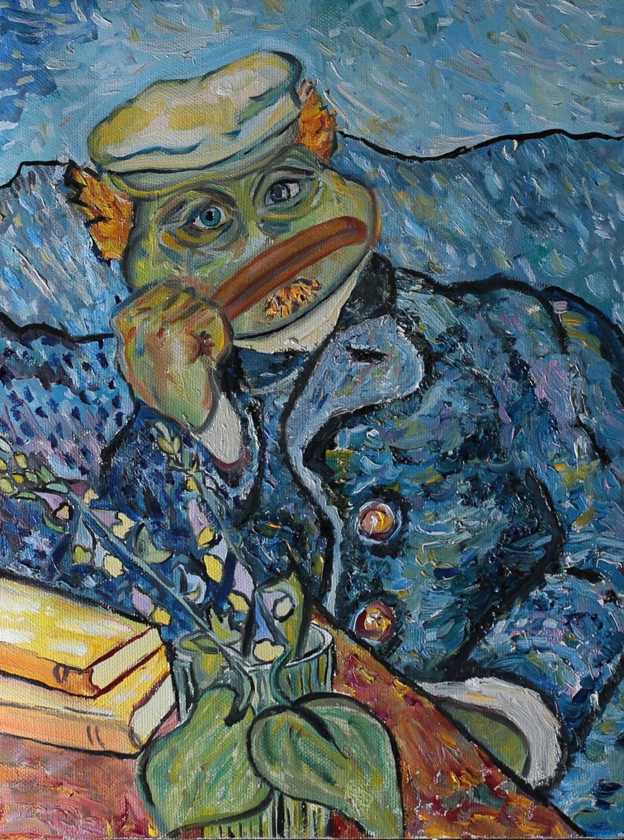 Portrait of Pepe as Dr. Gachet (based on Portrait of Dr. Gachet by Vincent Van Gogh).