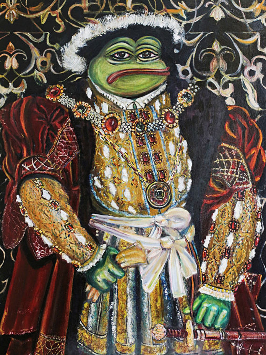 Pepe Henry VIII (based on the portrait of Henry VIII by Hans Holbein).