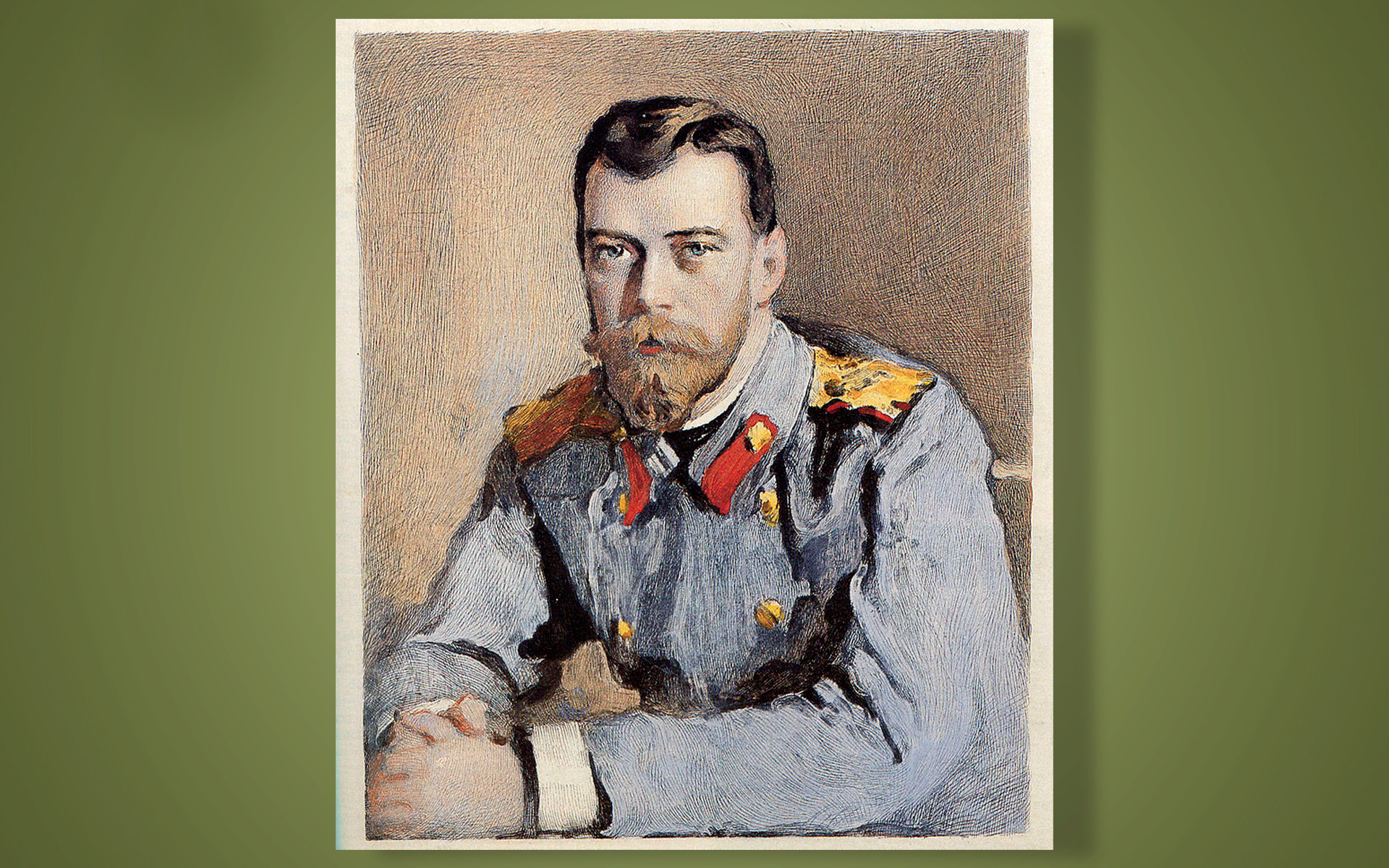 Emperor Nicholas II of Russia wearing a tuzhurka