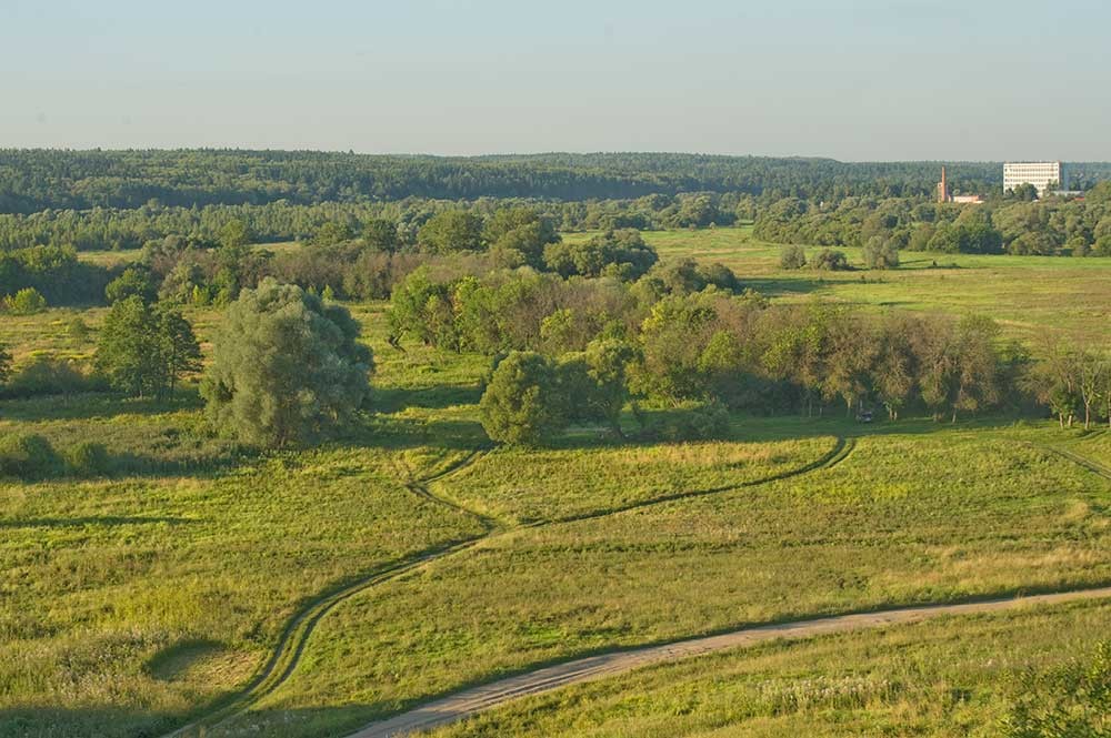 Maloyaroslavets. View northeast toward St. John's Meadow & Luzha River (hidden by trees) over which French army crossed at Maloyaroslavets Battle. August 6, 2016  