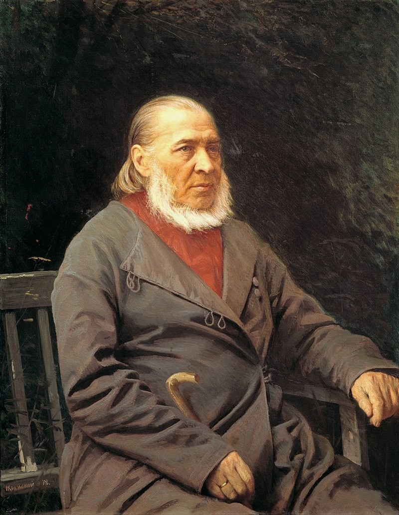 Retrato de Serguêi Aksákov por Ivan Kramskoi (1878).