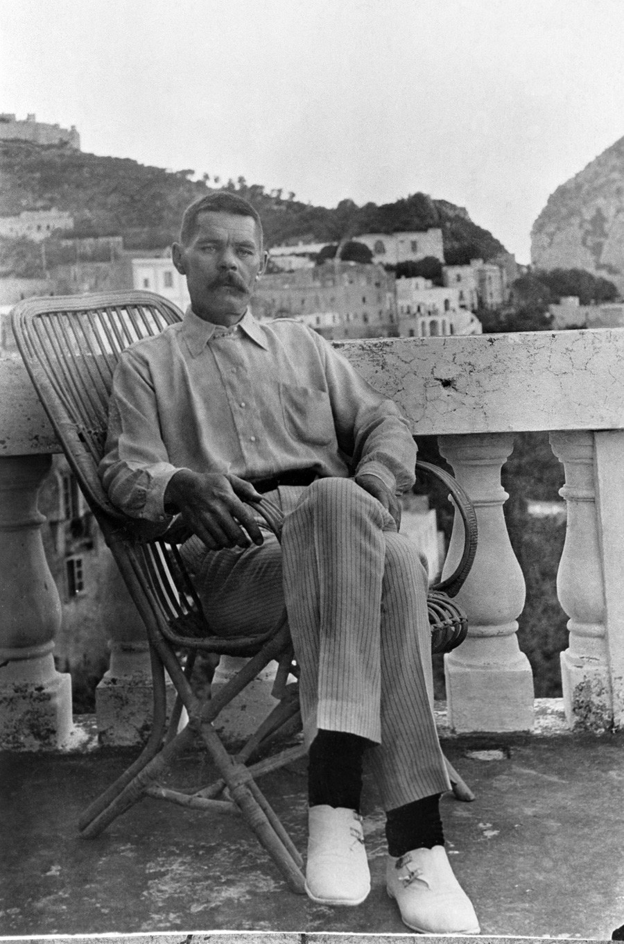 Руският писател Максим Горки на остров Капри, 1910 г. Репродукция