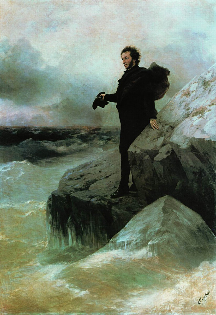 'Pushkin's Farewell to the sea' by Ivan Aivazovsky and Ilya Repin. 