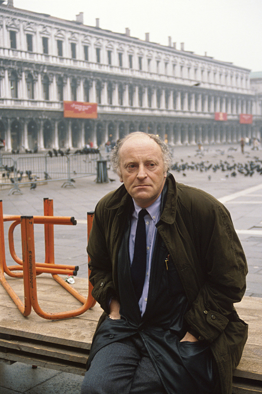 Russian Nobel Prize for Literature in 1987, Joseph Brodsky photographed in Venice in 1989