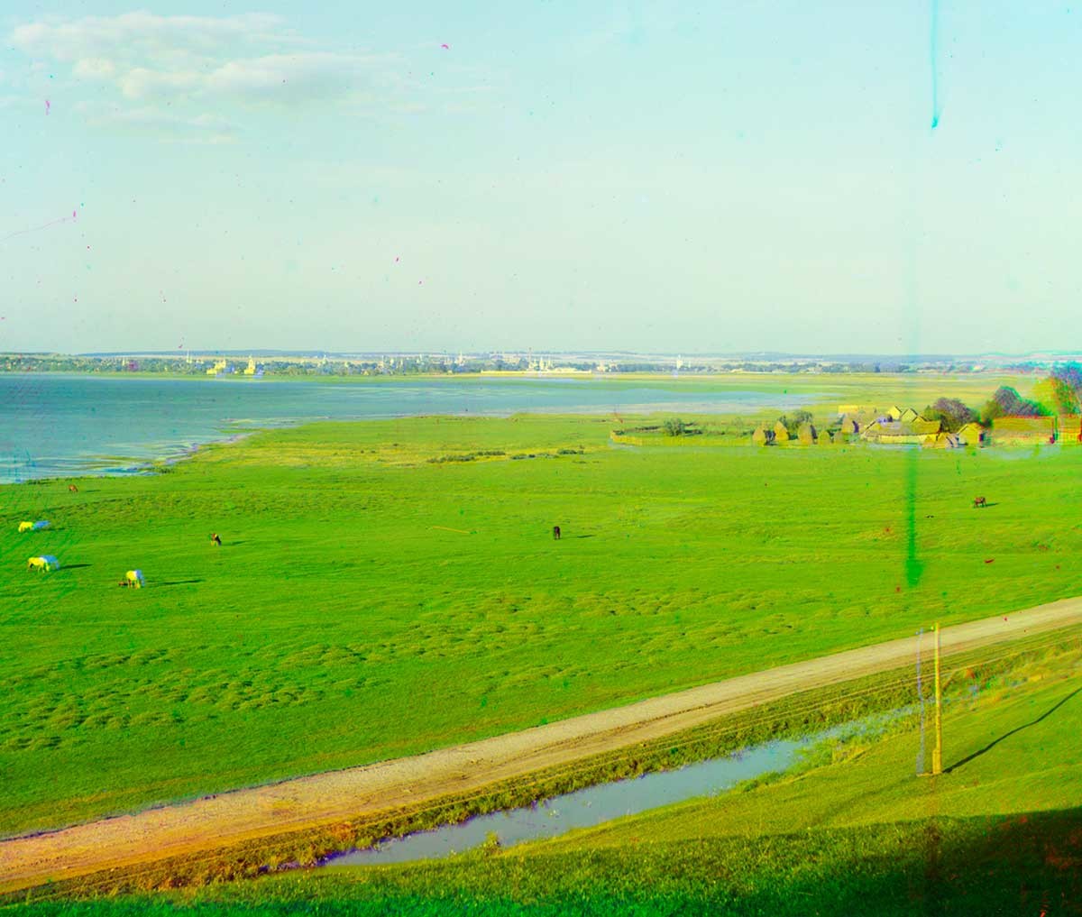 Pleshscheyevo Lake. View from Veskovo toward Pereslavl-Zalessky & St. Nicholas Convent. Summer 1911