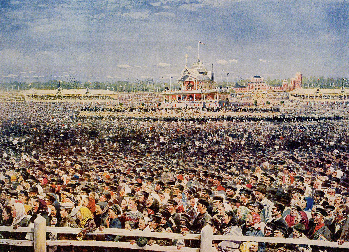 'Khodynka' by Vladimir Makovsky shows how many people were there really.