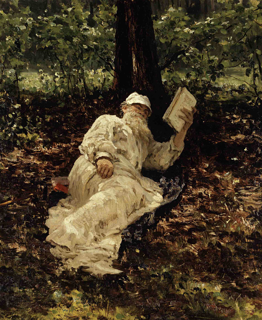 “Lev Tolstói descansa na floresta”, 1891.