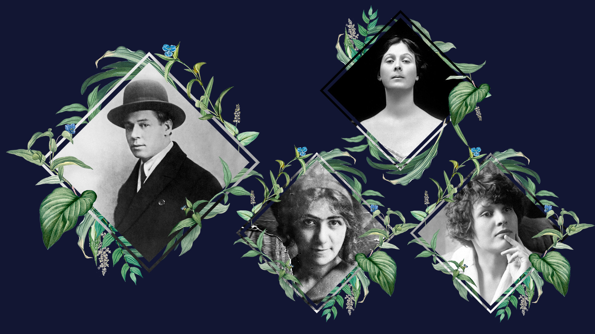 L-R: Sergei Yesenin, Galina Benislavskaya, Isadora Duncan, Zinaida Reich