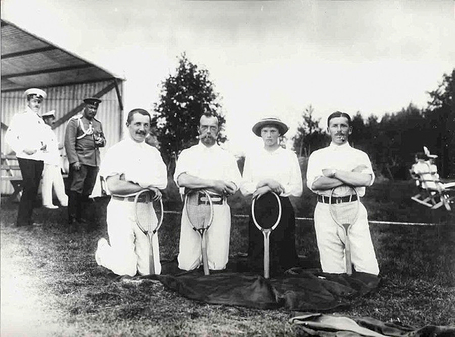 Nicholas II with his daughter Tatyana after playing tennis