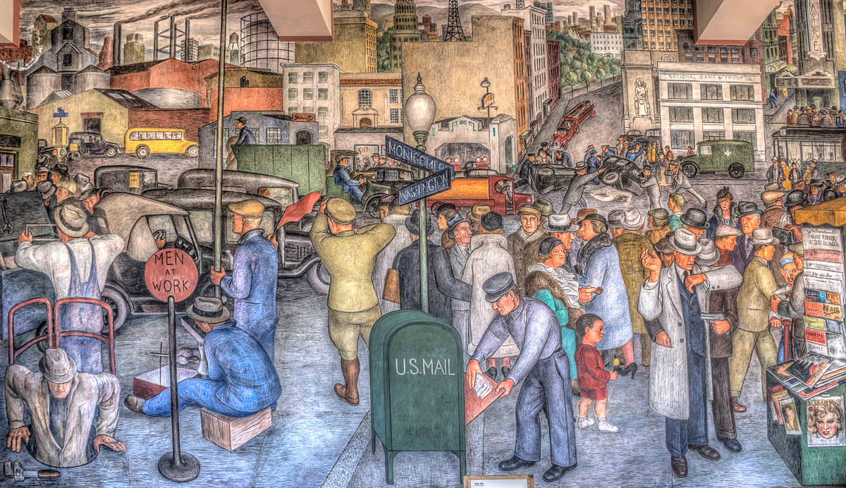 City Life Mural at Coit Tower, by Arnautoff.