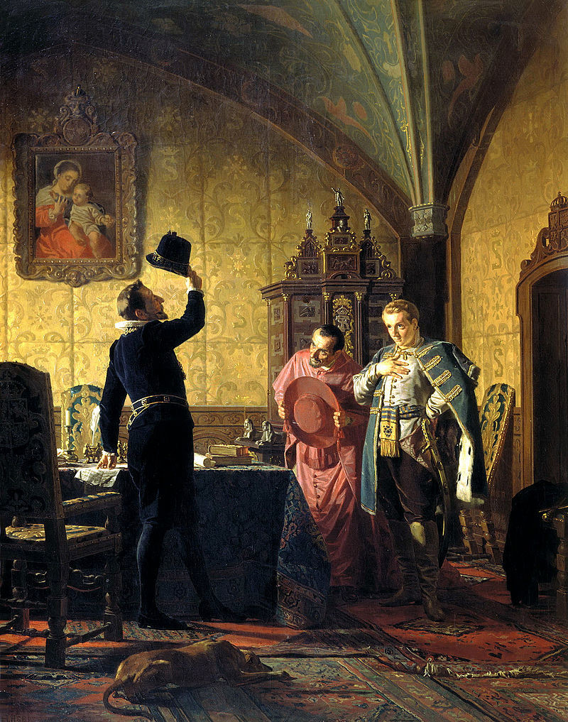Nikolay Nevrev. False Dimitry I swearing Sigismund III introduction of Catholicism in Russia (1874)