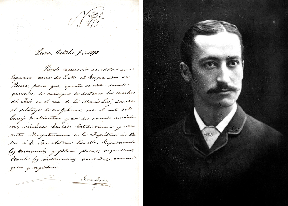 Resolución Suprema N°236, del 7 de octubre de 1873, por la cual se nombra a José Antonio de Lavalle, primer enviado extraordinario y ministro plenipotenciario de Perú ante el emperador Alejandro II. 