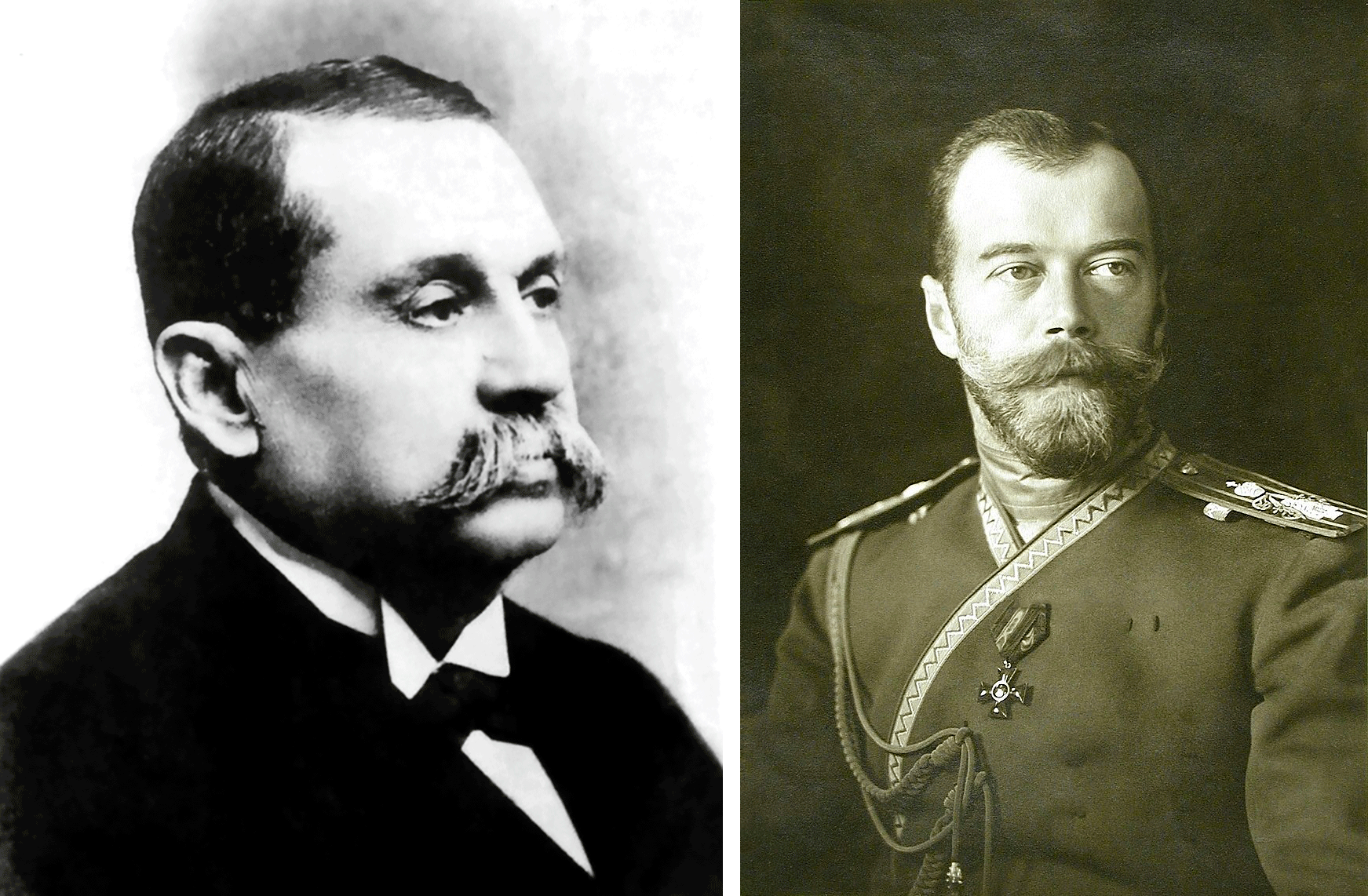 El presidente peruano, Guillermo Enrique Billinghurst (a la izq), y el emperador de Rusia, Nicolás II.