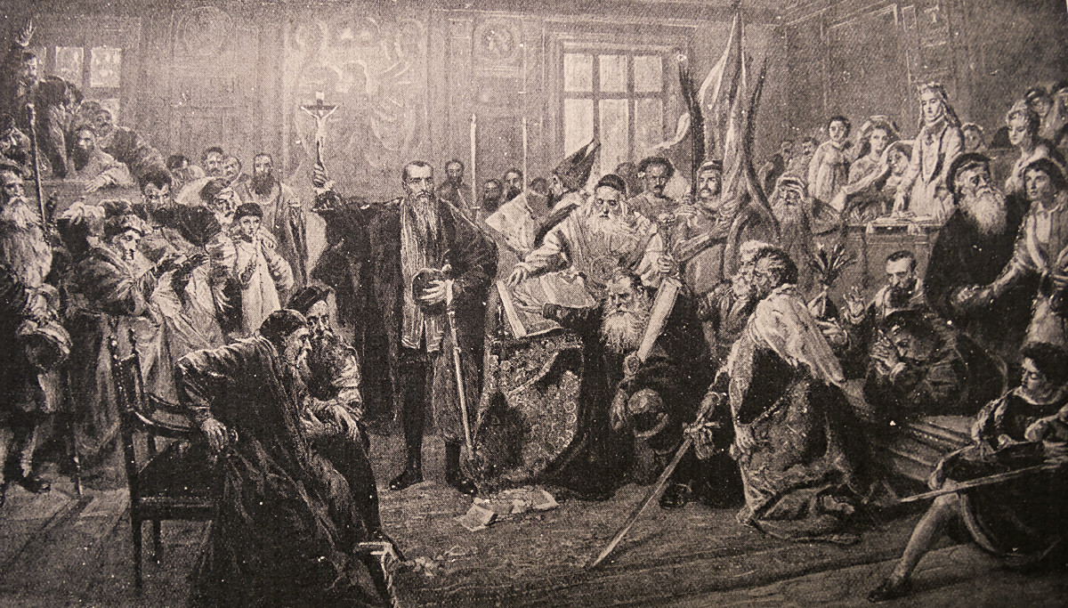 Гравура на која е прикажана верска прослава на Сојузот на Полска и Литванија, 16 век.