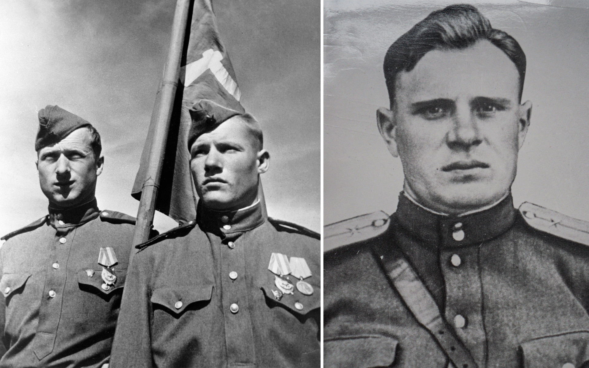 Совјетски војници Михаил Јегоров (десно), Мелитон Кантарија и Берест.