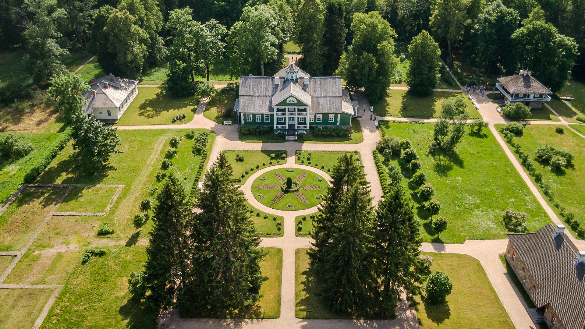 Pushkin hills aerial view (Petrovskoye estate)