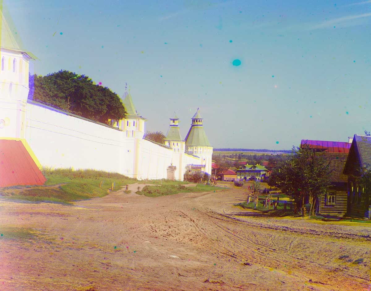 Monastery of Sts. Boris & Gleb. East wall, exterior, view north. Summer 1911