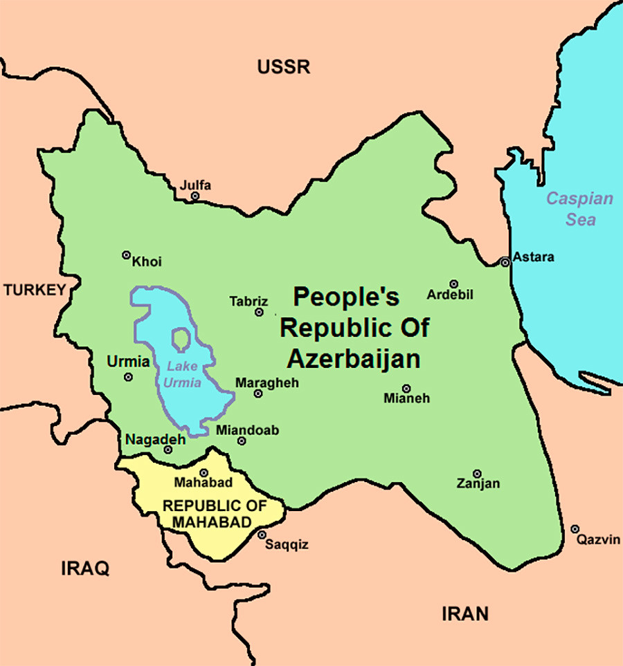Демократска Република Азербејџан на карти.