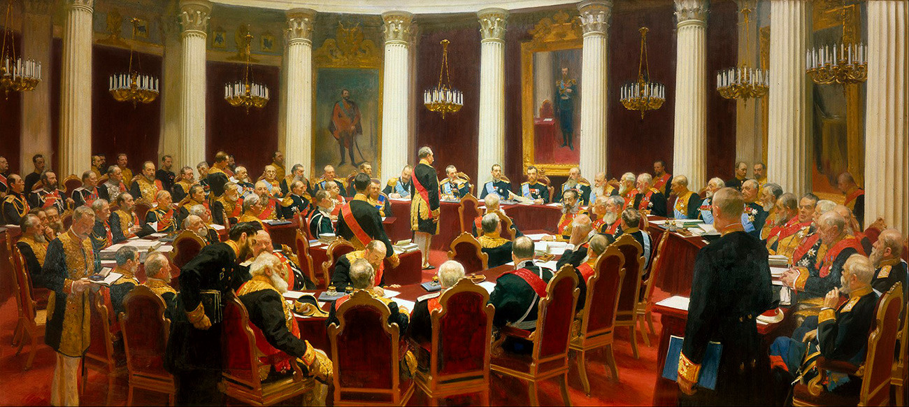 Pertemuan Seremonial Dewan Negara pada 7 Mei 1901. Ilya Repin, 1903.