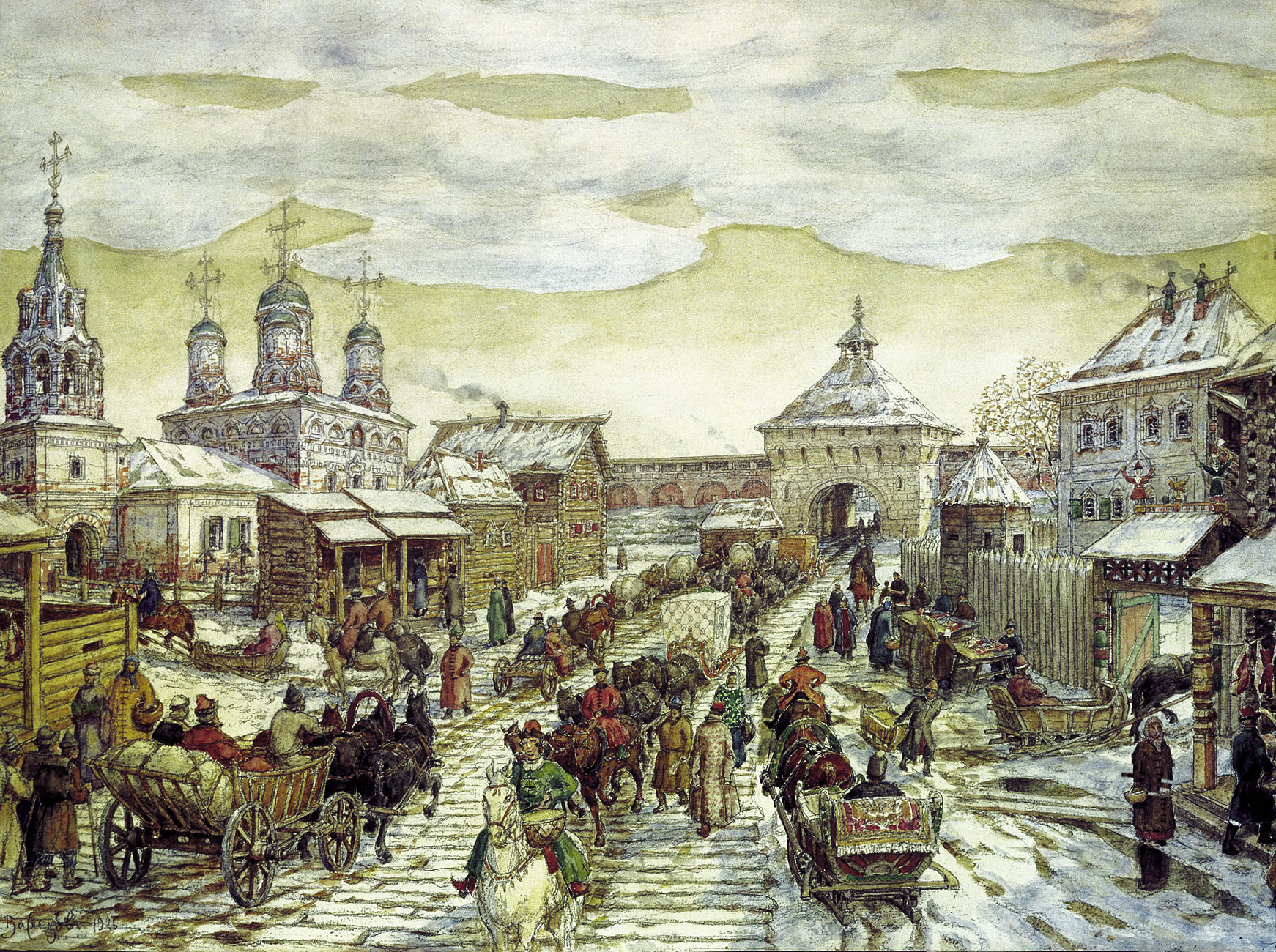 Аполинариј Васнецов. Код Мјасницких врата Белог града у 17. веку