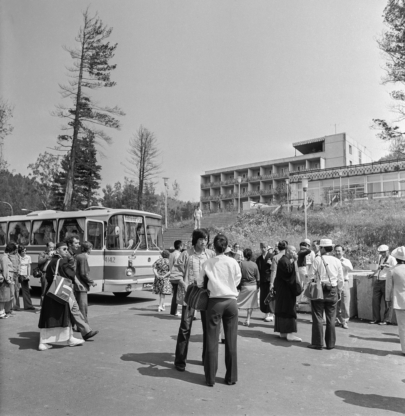 Japanese tourists during a trip to Lake Baikal, 1980