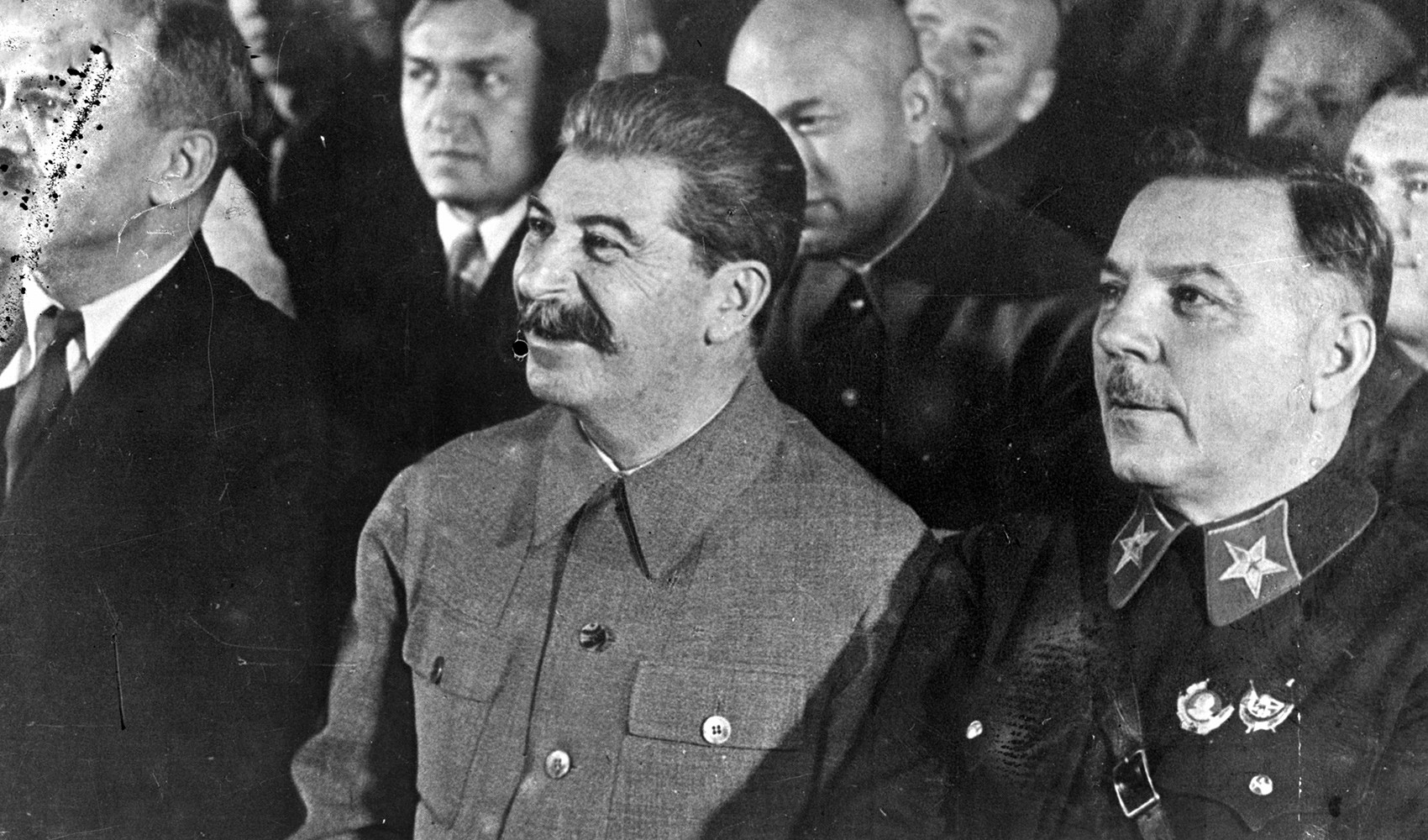 Wjatscheslaw Molotow, Joseph Stalin und Kliment Woroschilow (l-r)
