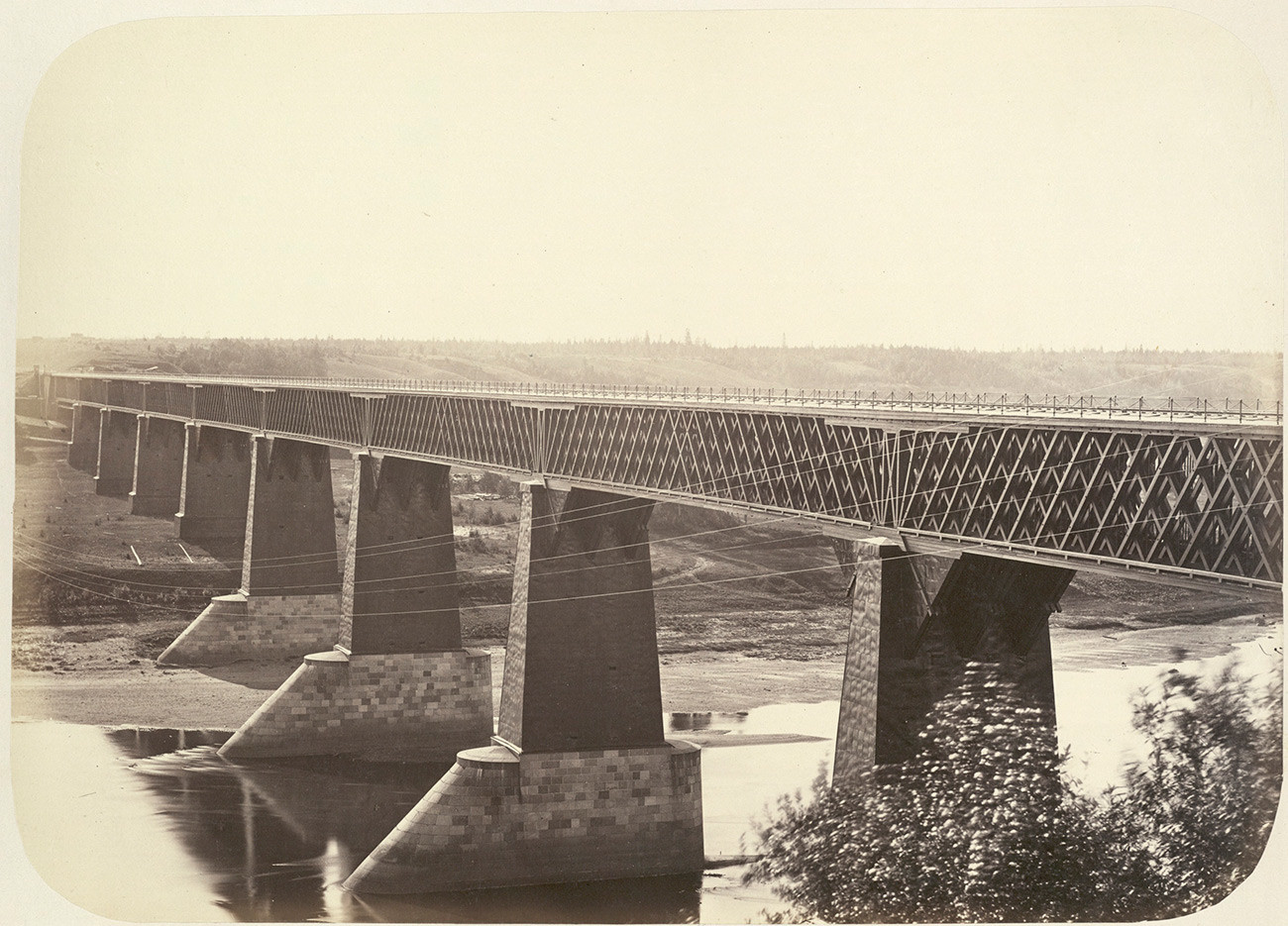 The Msta bridge that burned down in 1869
