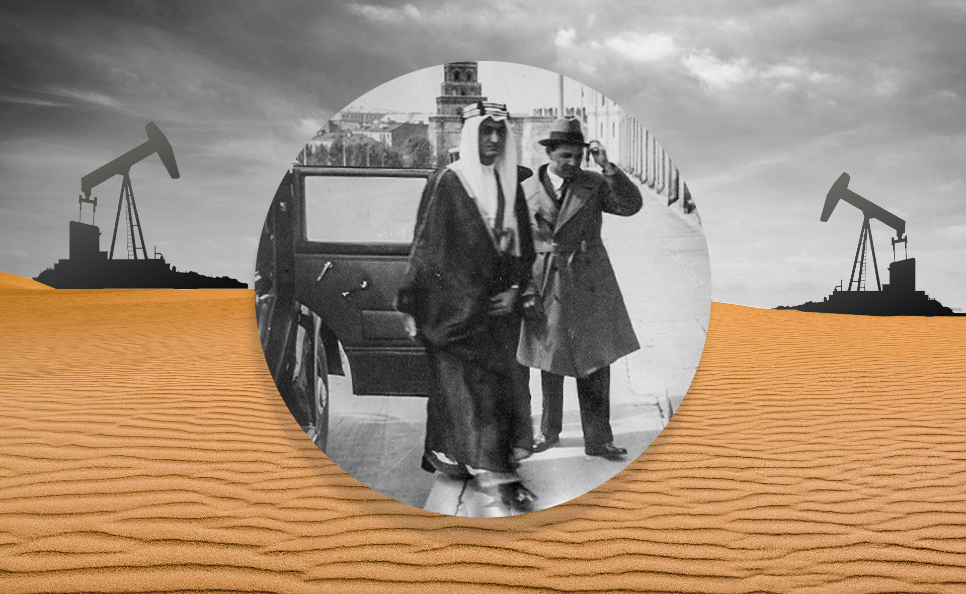 Карим Хакимов придружава бъдещия крал на Саудитска арабия Фейсал ибн Абдулазис, Москва, Кремъл, 1932 г.