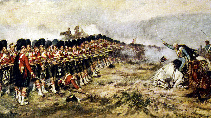 "Tanka crvena linija" 93. škotskog regimenta odbija rusku konjicu, 25. listopada 1854.