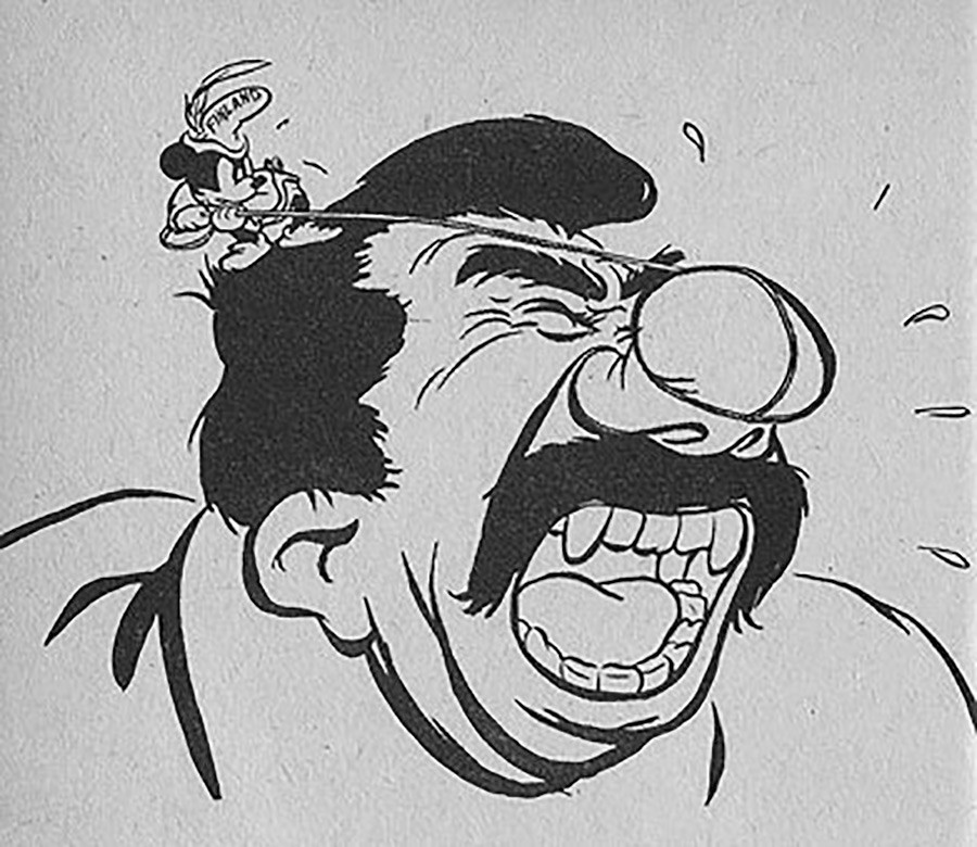 18. Otra caricatura sobre la Guerra de Invierno, con Finlandia como Mickey Mouse.
