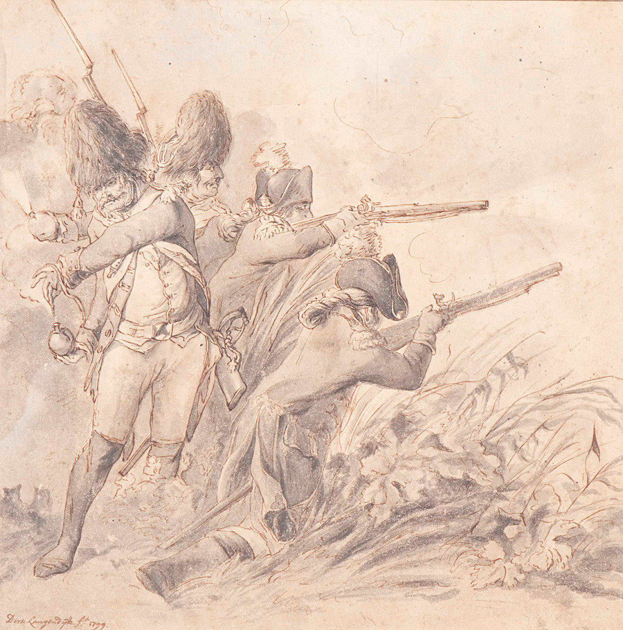 Russian and British forces near Bergen, by Dirk Langendijk (1748 - 1805)