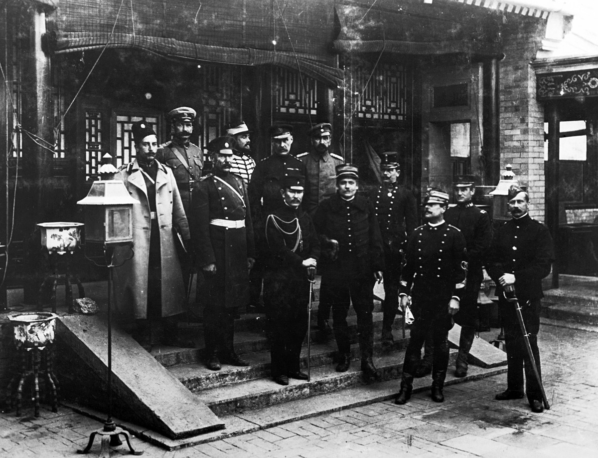  Representatives of the German, British, French, Italian, American and Russian military forces who combined to defeat the Boxer Rebellion in China, in Beijing (Peking)