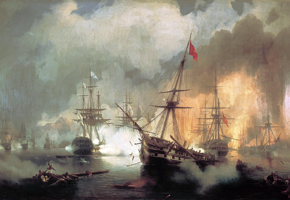 Rusia di Pertempuran Navarino Tanggal 1846 oleh Ivan Aivazovsky