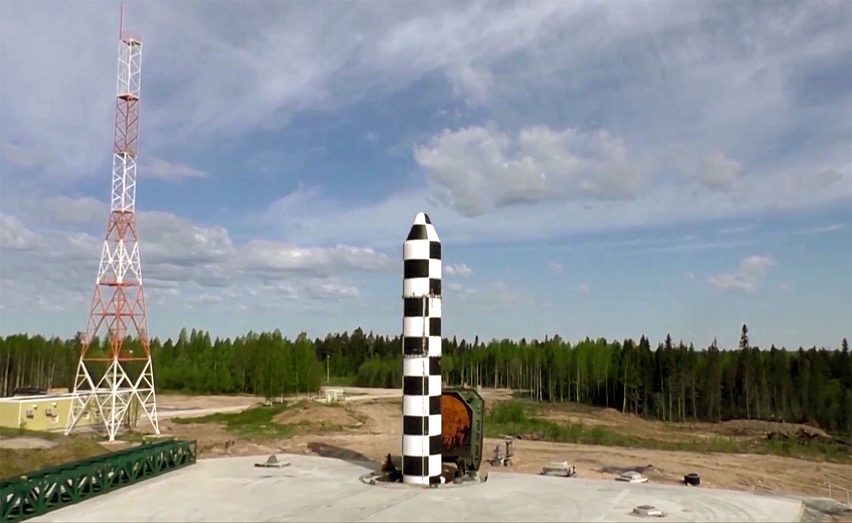 Essai d'un nouveau missile balistique Sarmat. Capture d'écran d'une vidéo diffusée par le ministère russe de la Défense.