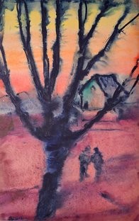 スフミ、夕暮れ（1965年）、紙、水彩、グワッシュ
