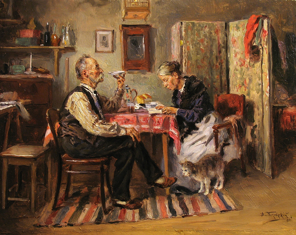 'Morning Tea' by Vladimir Makovsky (1846-1920)
