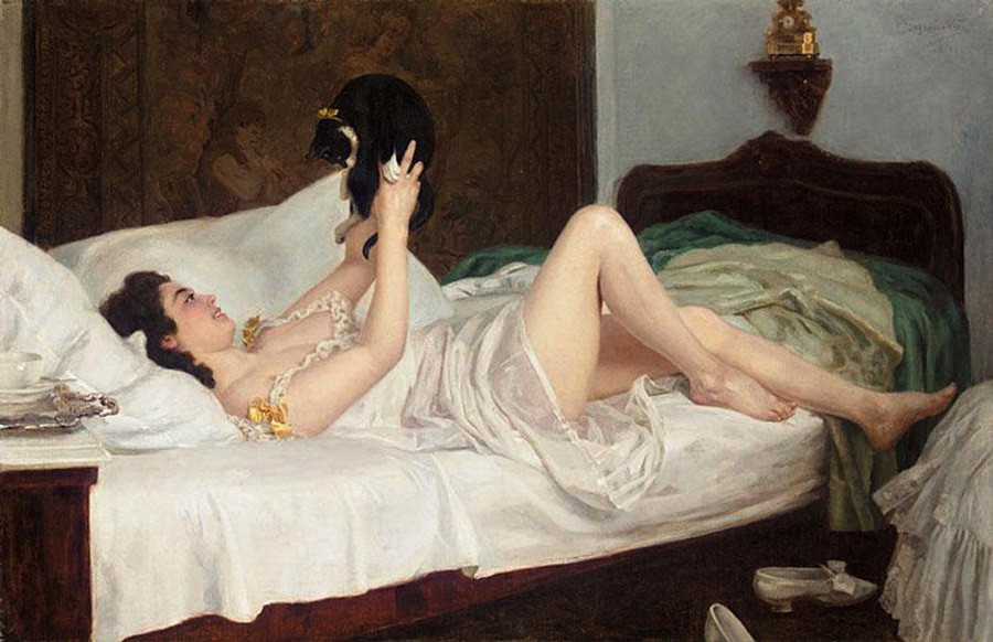 'Her Favorite' (1905) by Nikolai Bodarevsky (1850-1921)