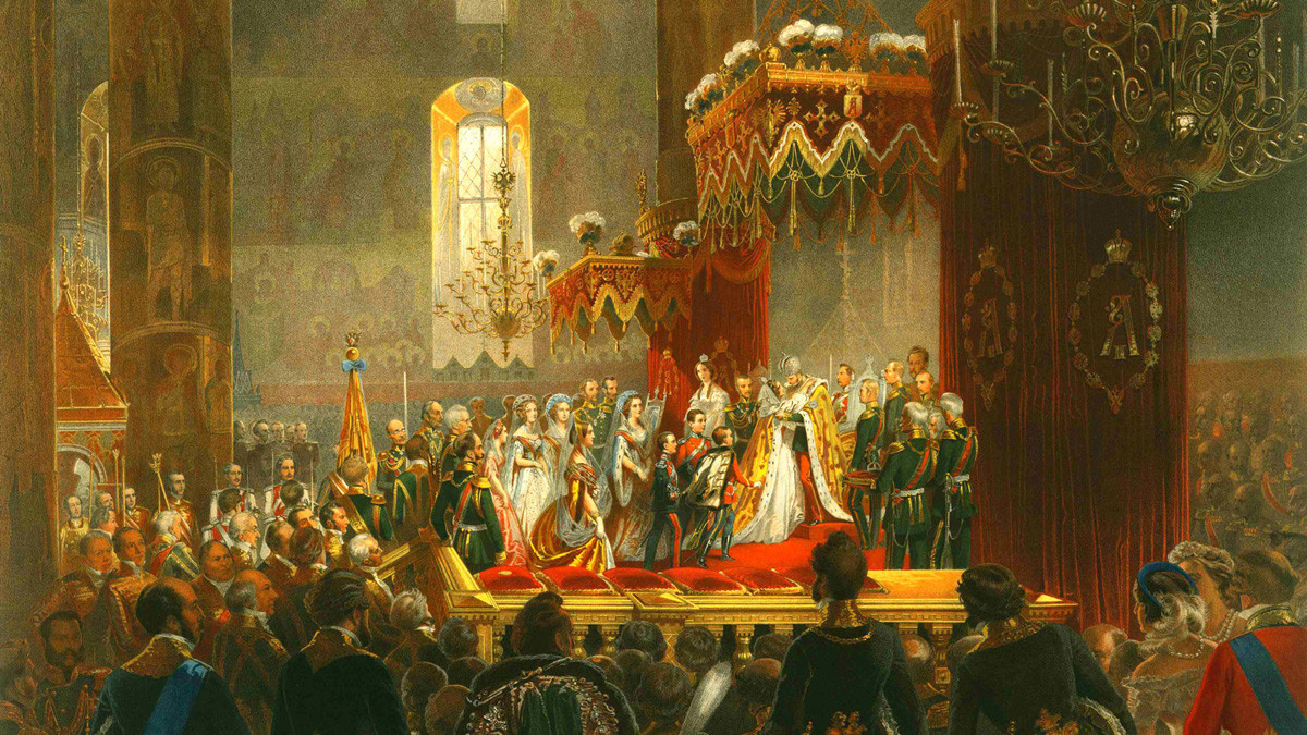 M.A. Ziči, Krunidba Aleksandra II. u Uspenskom hramu Moskovskog kremlja.

