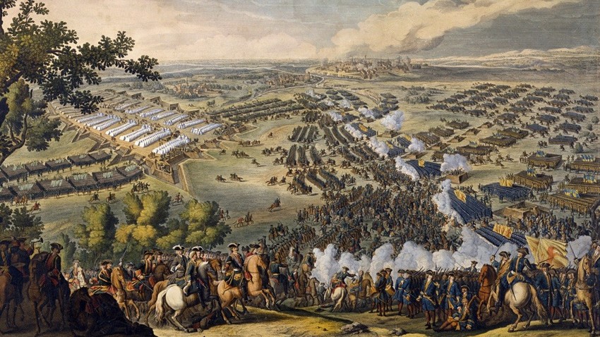 Битка код Полтаве, гравира 1709. године