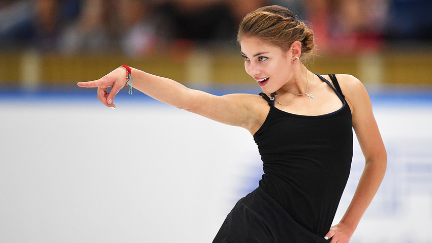 Alena Kostornaia selama latihan di Moskow.