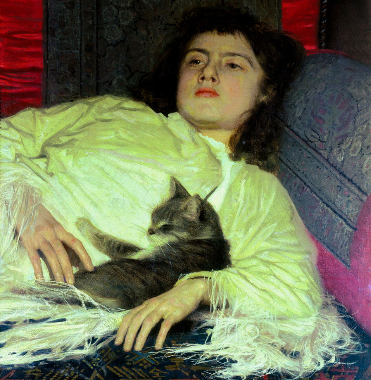 Ivan Kramskoy. Girl with a Cat, 1882