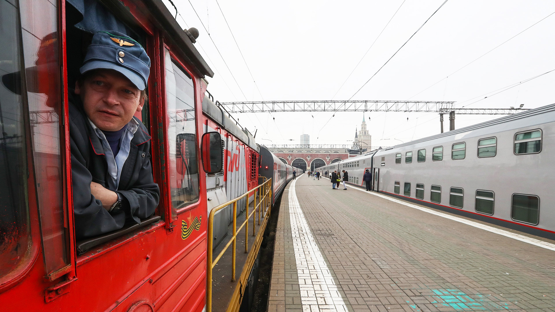 Le train qui assurera la liaison baptisée "Tavria" ("Tauride", nom antique de la Crimée), en gare de Kazan, à Moscou.