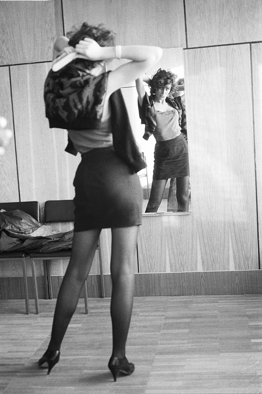 Una partecipante al concorso di bellezza di Mosca del 1988