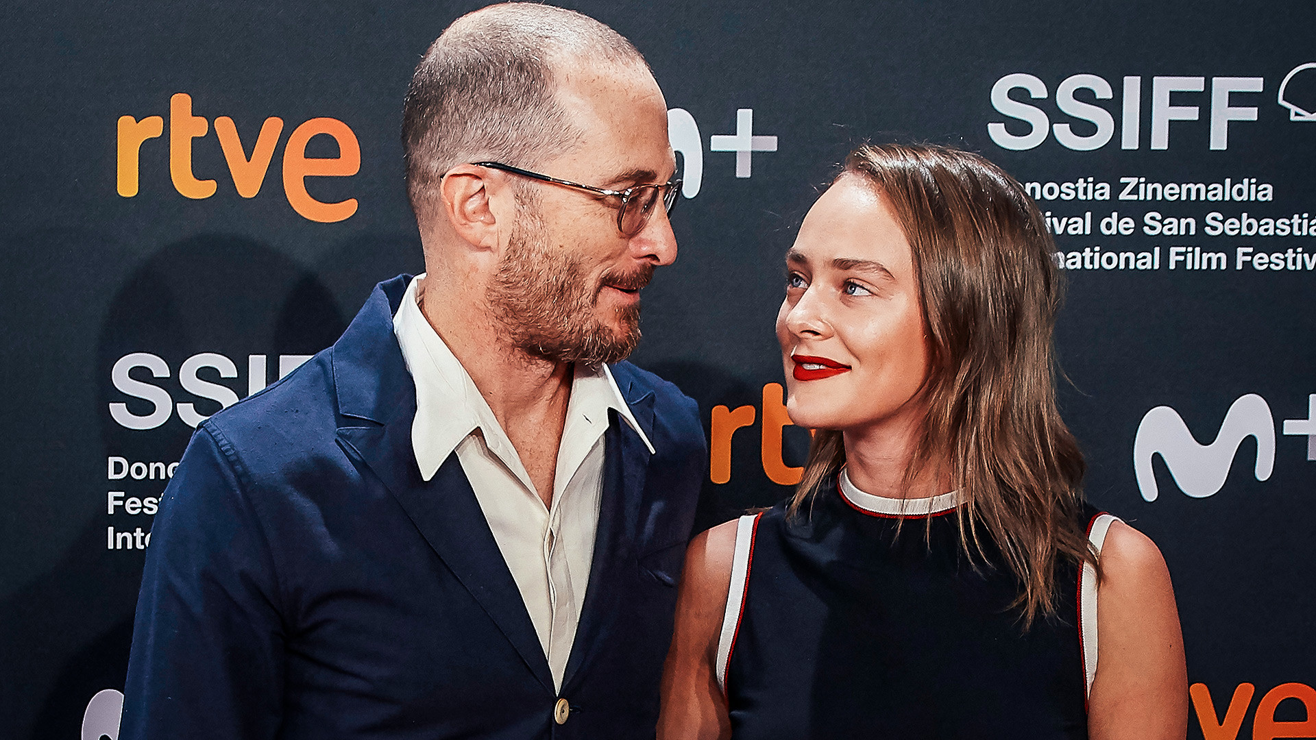 Producer Darren Aronofsky and Aglaya Tarasova attend 'Pacificado (Pacified)' premiere during 67th San Sebastian International Film Festival on September 24, 2019