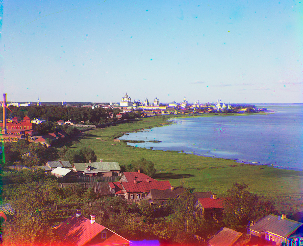View east from bell tower toward north shore of Lake Nero & Rostov Kremlin. Summer 1911.