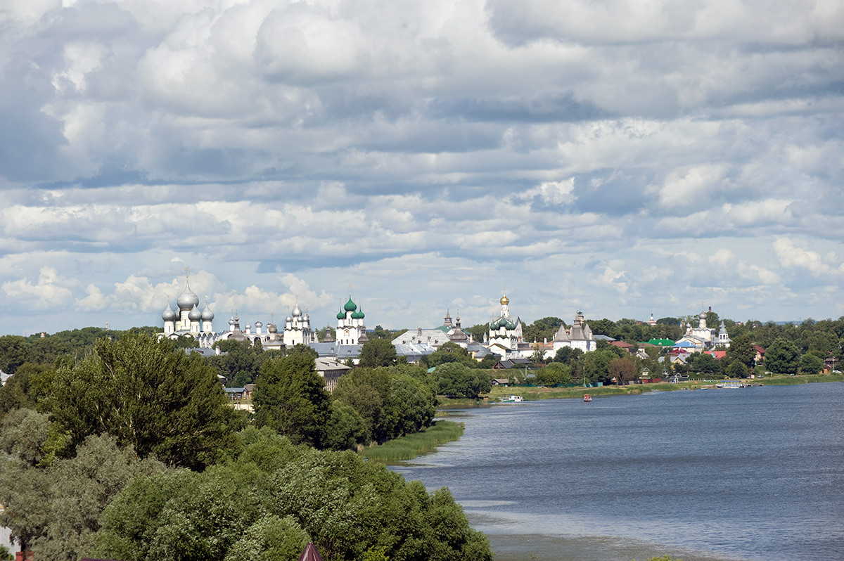 View east from bell tower toward north shore of Lake Nero & Rostov Kremlin. July 7, 2019.