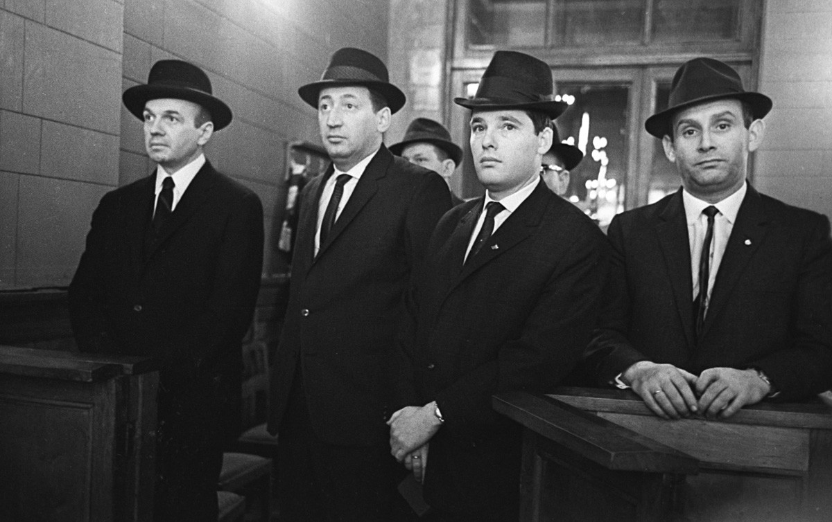 Israel's embassy employees at the Moscow synagogue in 1964. Three years later the USSR would close the embassy and force them to leave.