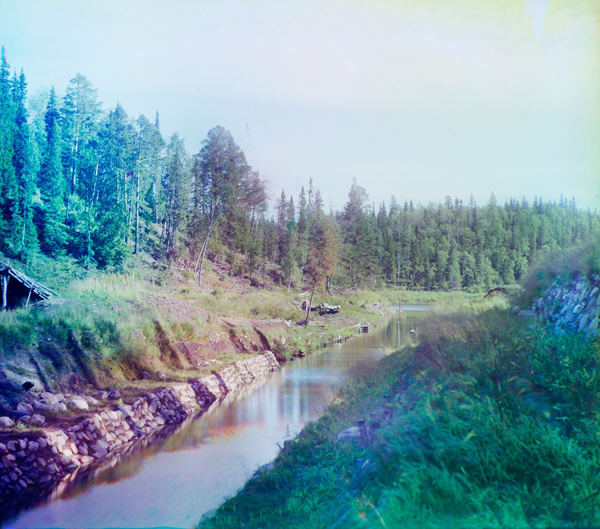 Great Solovetsky Island. Canal between Long Lake & Little Red Lake. Late summer 1916