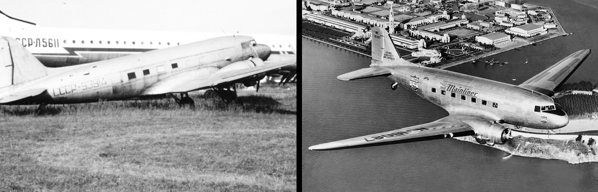 Lisunov Li-2 and United Airlines Mainliner Douglas DC 3.